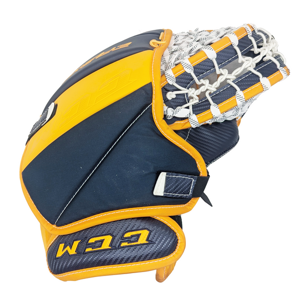 CCM Extreme Flex 5 - New Pro Stock Goalie Glove (Navy/Yellow/White)