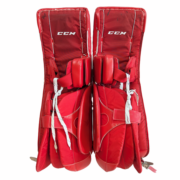 CCM Extreme Flex 4 - Used NCAA Pro Stock Senior Goalie Pads (Red/Black/White)