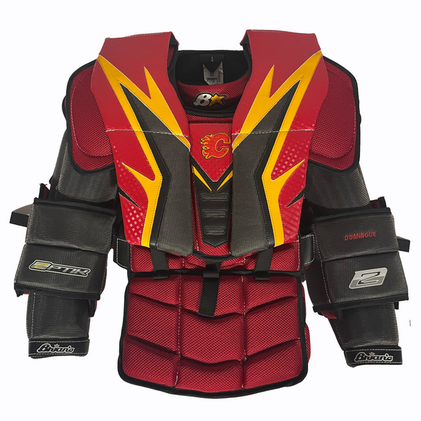 Brians Optik 2 - NHL Pro Stock Goalie Chest Protector - Calgary Flames (Red/Black/Yellow)