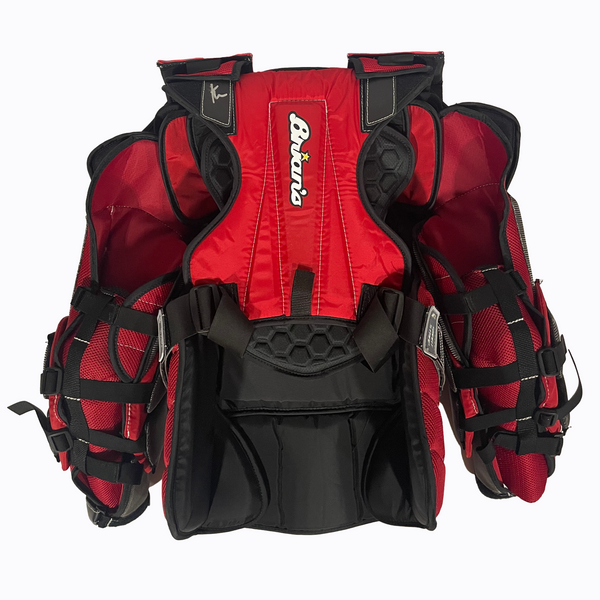 Brians Optik 2 - NHL Pro Stock Goalie Chest Protector - Calgary Flames (Red/Black/Yellow)