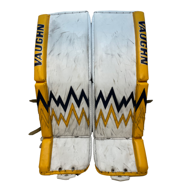 Vaughn Ventus SLR - Used Pro Stock Goalie Pads (White/Yellow/Navy)