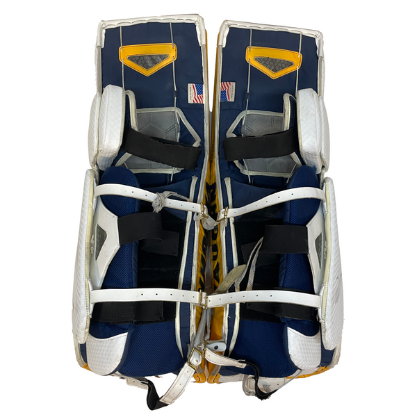 Vaughn Ventus SLR - Used Pro Stock Goalie Pads (White/Yellow/Navy)