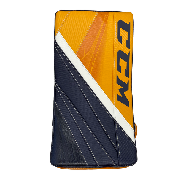 CCM Extreme Flex 5 - New Pro Stock Goalie Blocker (Navy/Yellow/White)