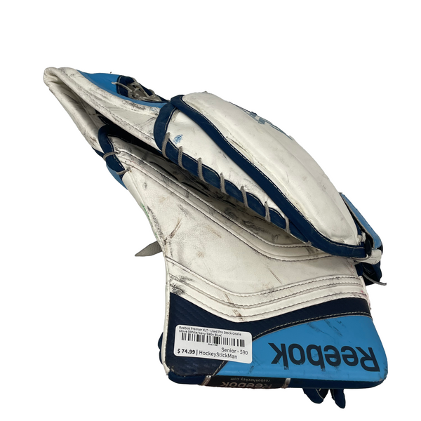 Reebok Premier XLT - Used Pro Stock Goalie Glove (White/Navy/Baby Blue)