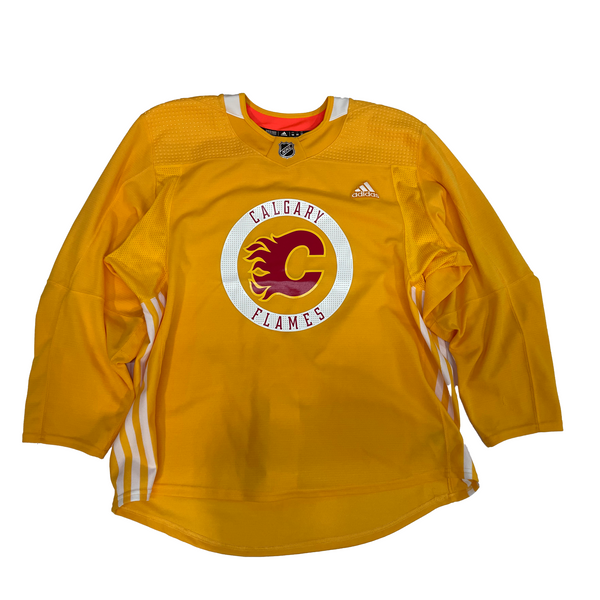 NHL - Calgary Flames Used Adidas Practice Jersey (Yellow)