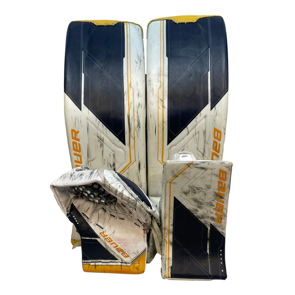 Bauer Supreme Mach - Used Pro Stock Goalie Pads (White/Navy/Yellow)