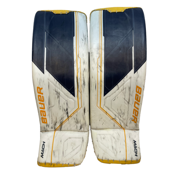 Bauer Supreme Mach - Used Pro Stock Goalie Pads (White/Navy/Yellow)