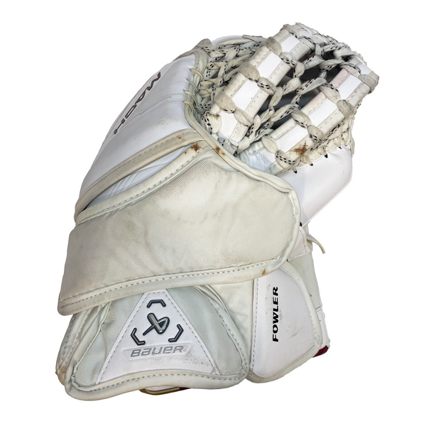 Bauer Supreme Mach - Used Pro Stock Goalie Glove (White/Maroon/Gold)