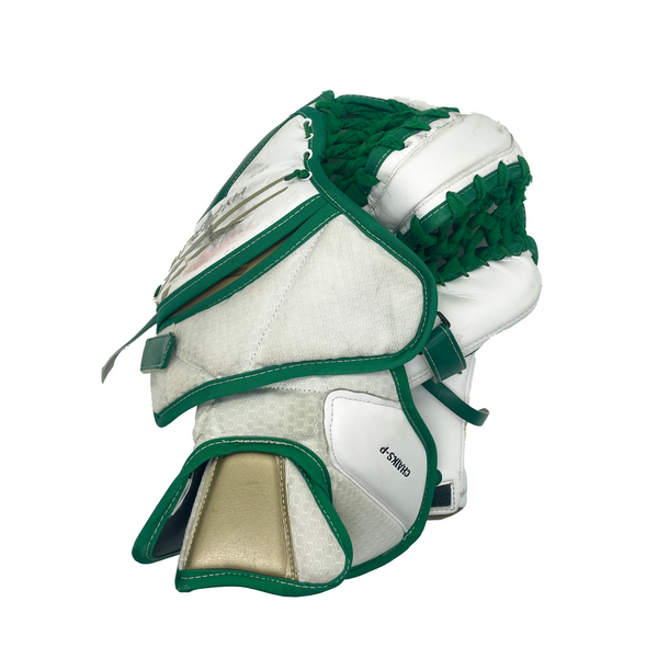 Bauer Vapor HyperLite - Used Pro Stock Goalie Glove (White/Green/Gold)