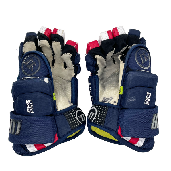 Warrior Alpha FR Pro - Used Pro Stock Hockey Glove (Navy/Red/White)