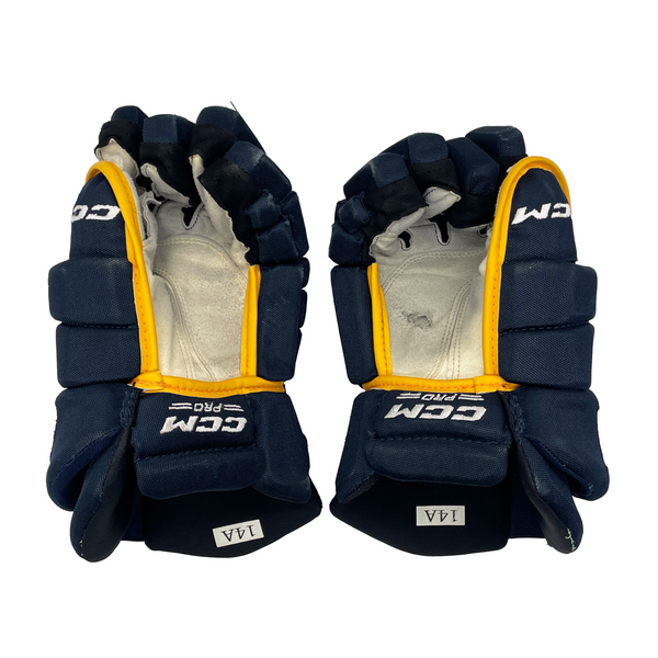 CCM HGTKXP - Used NCAA Pro Stock Glove (Navy/Yellow)