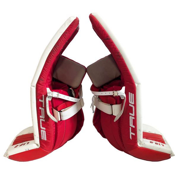 TRUE L12.2 - Used AHL Pro Stock Goalie Pads (White/Red)