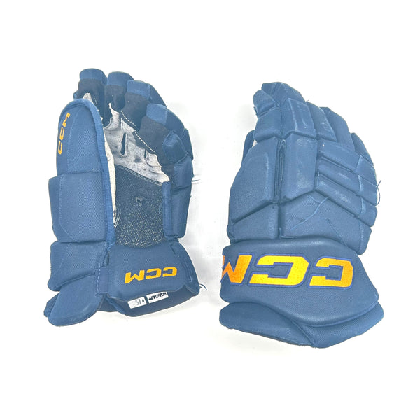 CCM HGJSCHL - Used OHL Pro Stock Glove (Navy/Yellow Text)