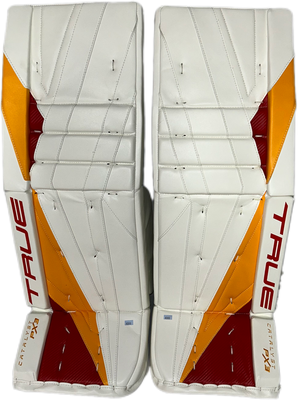 TRUE Catalyst PX3 - Pro Stock Goalie Pads (White/Red/Yellow)