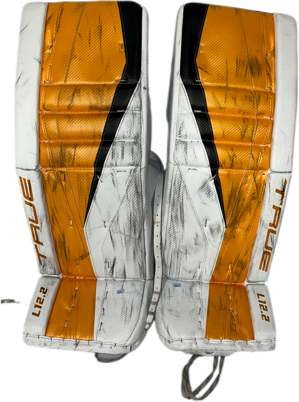 TRUE L12.2 - Used Pro Stock Goalie Pads (White/Yellow/Black)