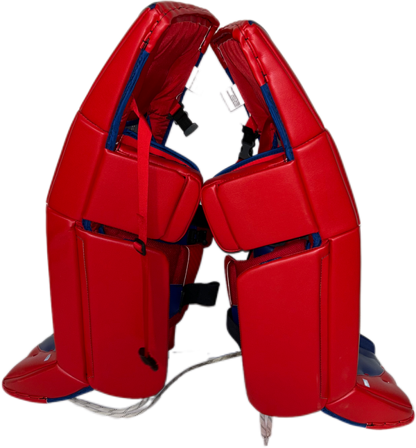 Vaughn Velocity V9 - NHL Pro Stock Goalie Pads - Keith Kinkaid (Red/Blue)