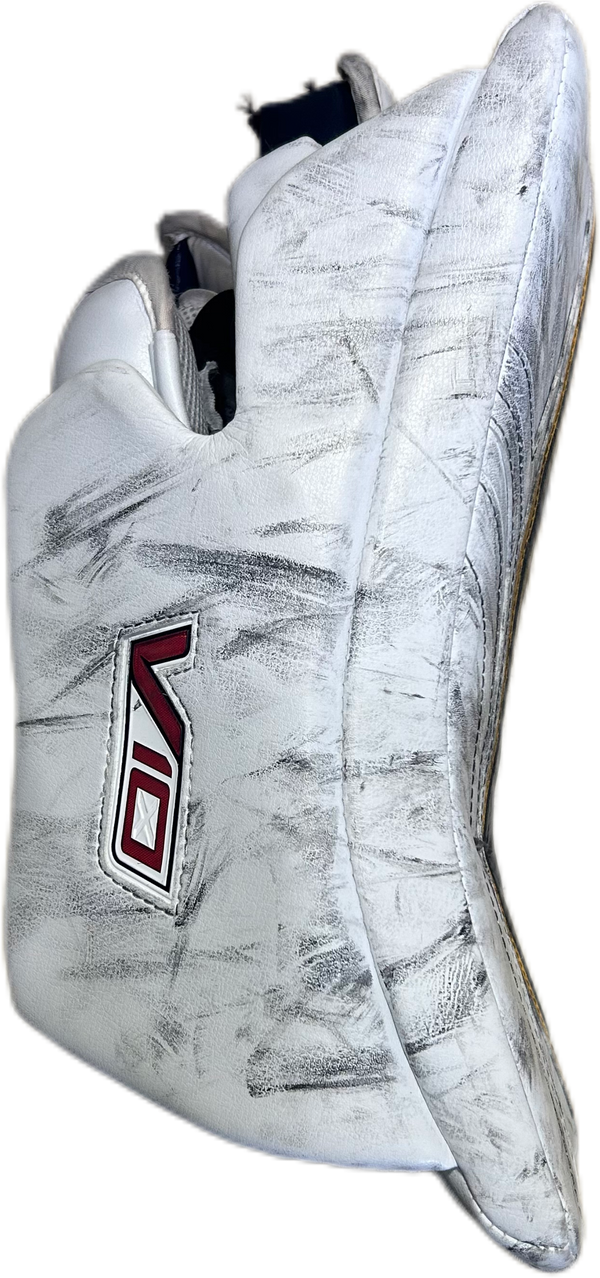 Vaughn Velocity V10 - Used Pro Stock Goalie Blocker (White/Navy/Yellow) #2