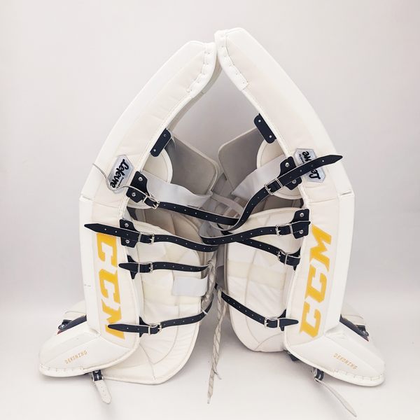 CCM Extreme Flex Pro- Used Pro Stock Goalie Pads (White/Red/Blue)